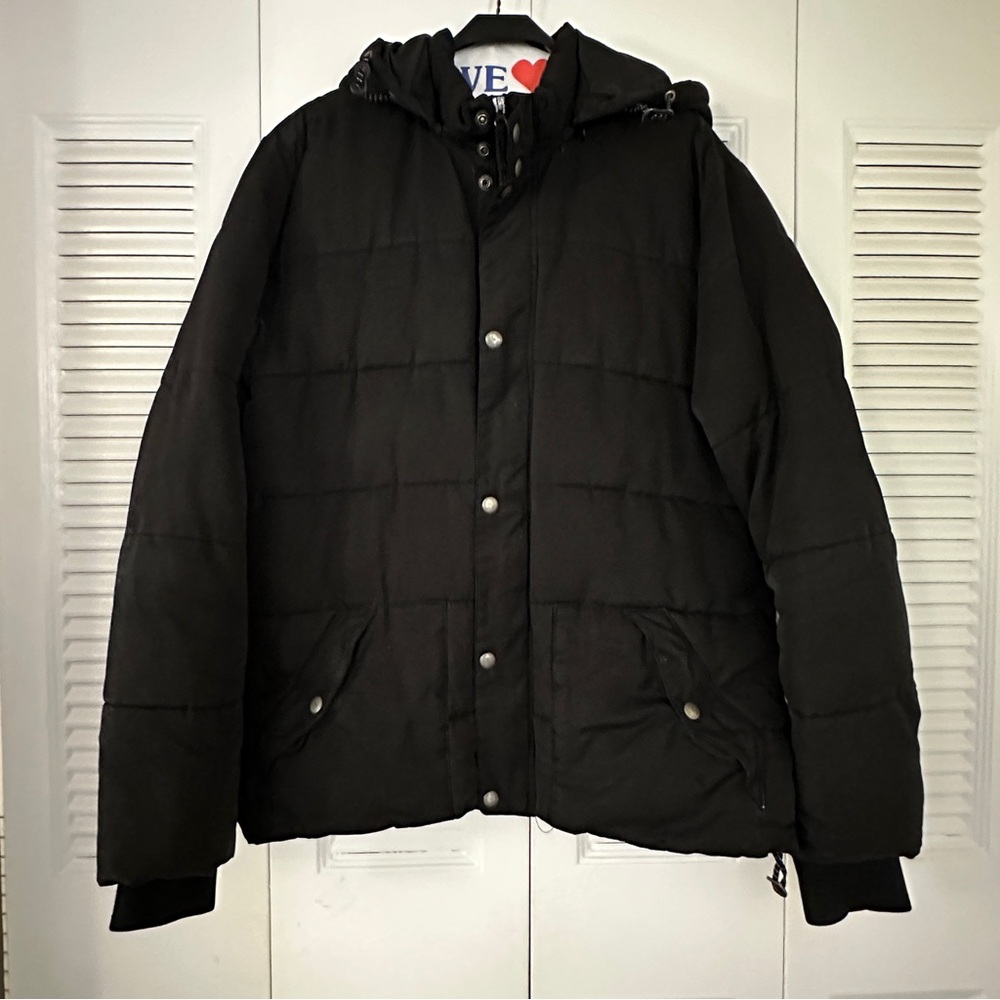 Old Navy puffy jacket with removable hood - Black - Size XL Tall